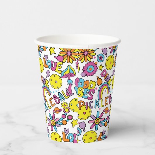 Pickleball Groovy, Retro 90er, Becher mit weißem P (Rechts)