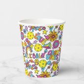 Pickleball Groovy, Retro 90er, Becher mit weißem P (Vorderseite)