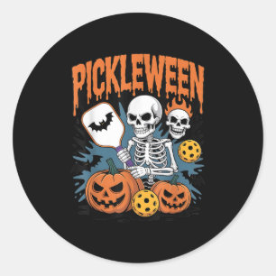 Pickleball Halloween für Männer Frauen Runder Aufkleber