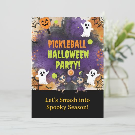 Pickleball-Halloween-Party Einladung (Stehend Vorderseite)