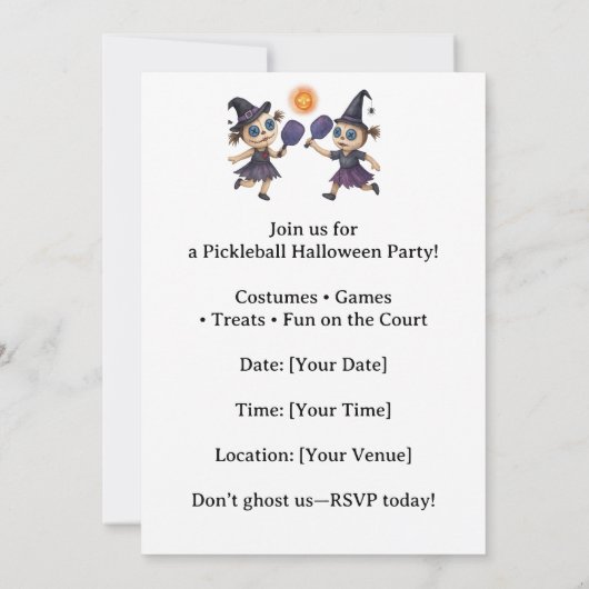 Pickleball-Halloween-Party Einladung (Rückseite)