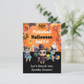 Pickleball-Halloween-Party Einladungspostkarte (Stehend Vorderseite)