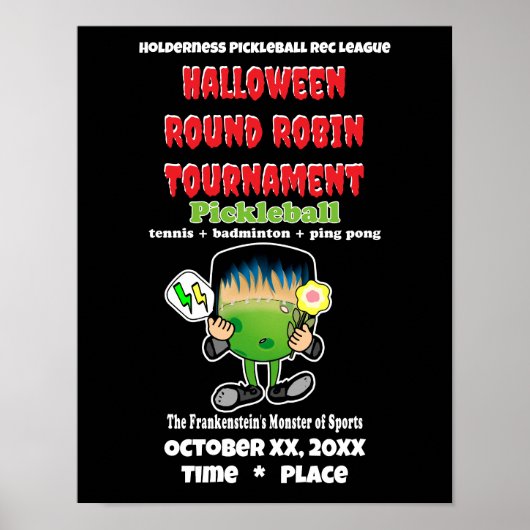 Pickleball Halloween-Party Frankensteins Monster Poster (Vorne)