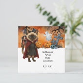 Pickleball-Halloween-Party für Katzenliebhaber Einladung (Stehend Vorderseite)