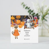 Pickleball-Halloween-Party für Katzenliebhaber Einladung (Stehend Vorderseite)