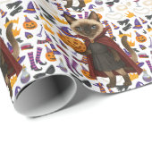 Pickleball-Halloween-Party für Katzenliebhaber Geschenkpapier (Rolleneckpunkt)