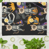 Pickleball-Halloween-Party für Katzenliebhaber Geschirrtuch (Gefaltet)