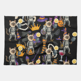 Pickleball-Halloween-Party für Katzenliebhaber Geschirrtuch