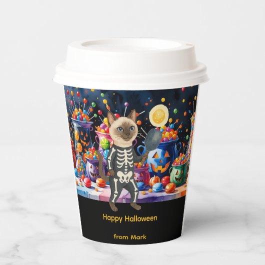 Pickleball-Halloween-Party für Katzenliebhaber Pappbecher (Vorderseite)