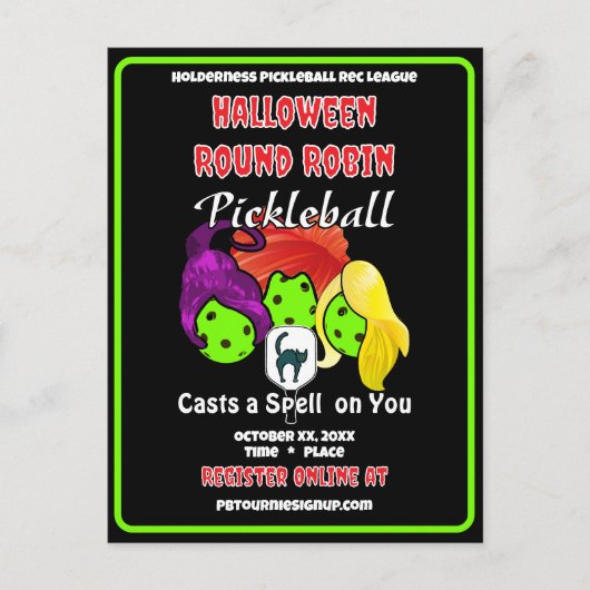 Pickleball-Halloween-Party Hexen wirken einen Zaub Einladungspostkarte (Vorderseite)