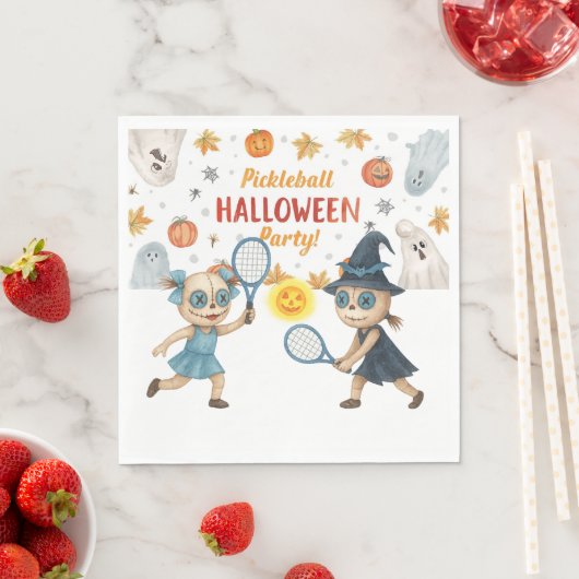 Pickleball-Halloween-Party mit Paddel und Ball Serviette (Beispiel)