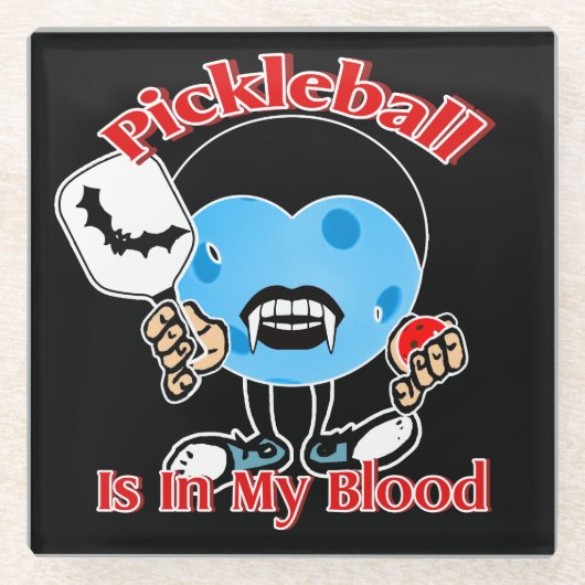 Pickleball Halloween-Party Round Robin Vampire Glasuntersetzer (Vorderseite)