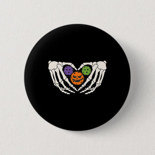 Pickleball Halloween Skeleton Hands Liebe Herzstüc Button