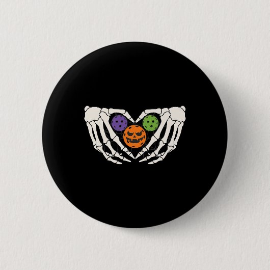 Pickleball Halloween Skeleton Hands Liebe Herzstüc Button (Vorderseite)