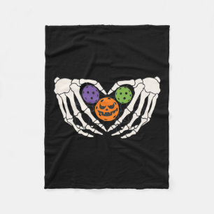 Pickleball Halloween Skeleton Hands Liebe Herzstüc Fleecedecke