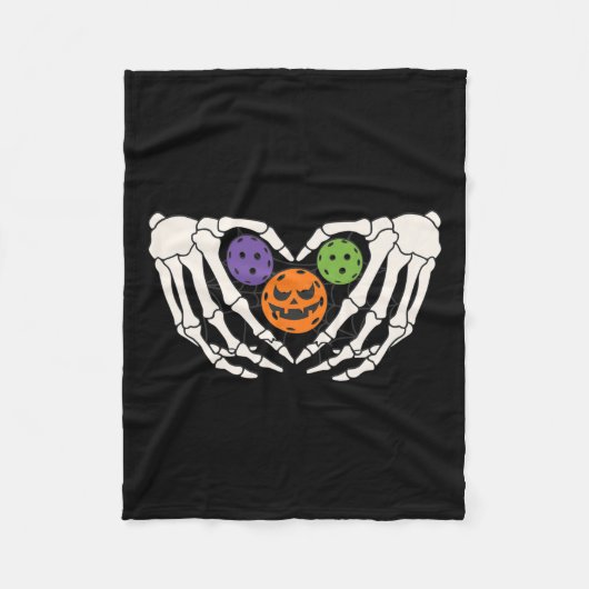 Pickleball Halloween Skeleton Hands Liebe Herzstüc Fleecedecke (Vorderseite)
