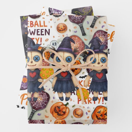 Pickleball Halloween zum Party Geschenkpapier Set (Beispiel)