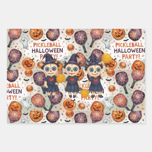 Pickleball Halloween zum Party Geschenkpapier Set (Vorderseite)
