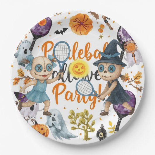 Pickleball Halloween zum Party Pappteller (Vorderseite)