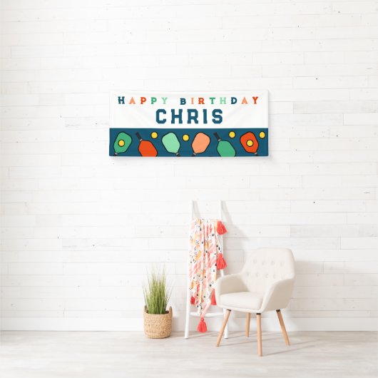 Pickleball Happy Birthday Banner (Insitu)