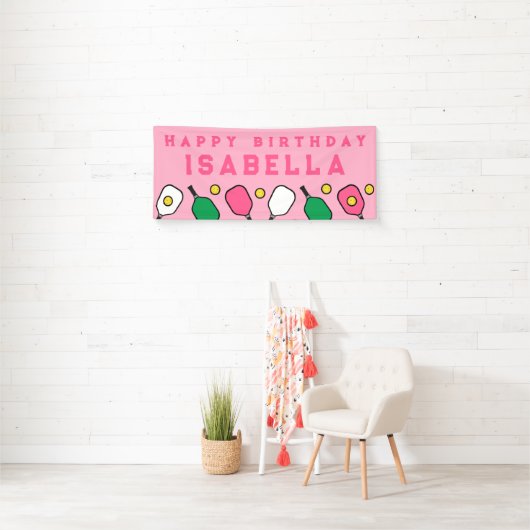 Pickleball Happy Birthday Banner (Insitu)