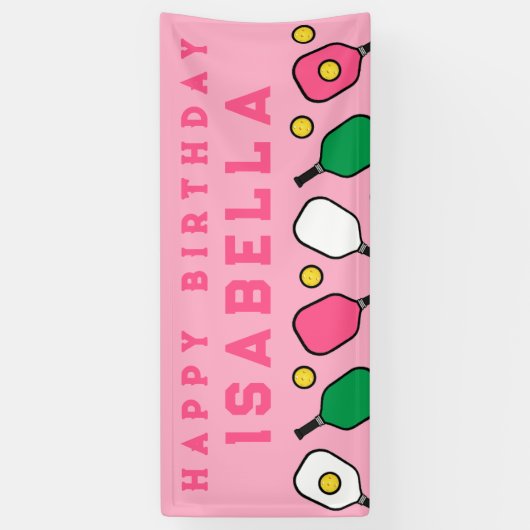 Pickleball Happy Birthday Banner (Vertikal)
