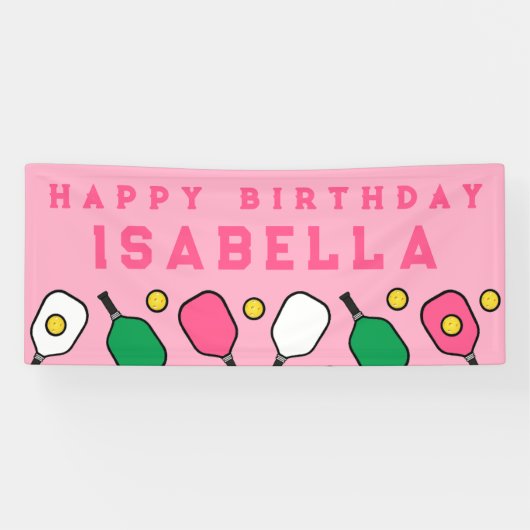 Pickleball Happy Birthday Banner (Horizontal)