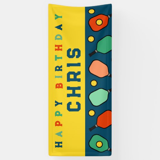 Pickleball Happy Birthday Banner (Vertikal)