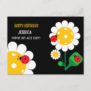 Pickleball Happy Birthday Black Customizable Card Postkarte