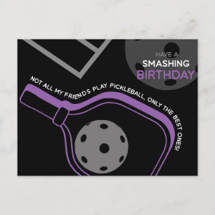 Pickleball Happy Birthday Black Customizable Card Postkarte