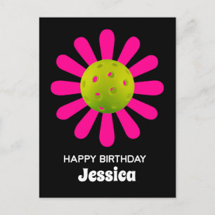Pickleball Happy Birthday Niedlich Black Customiza Postkarte