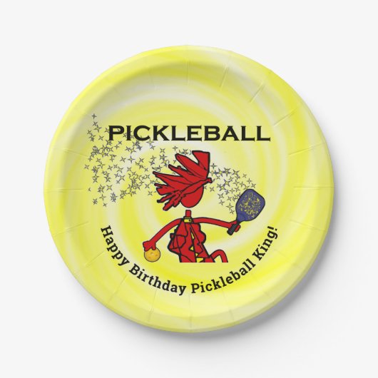 Pickleball Happy Birthday! Pappteller (Vorderseite)
