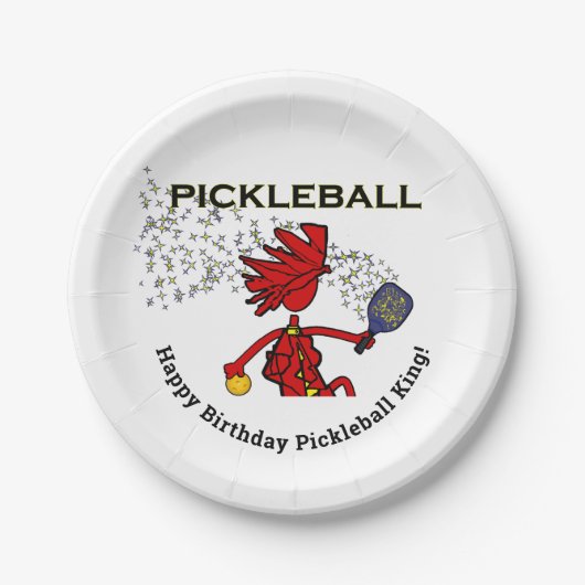 Pickleball Happy Birthday! Pappteller (Vorderseite)