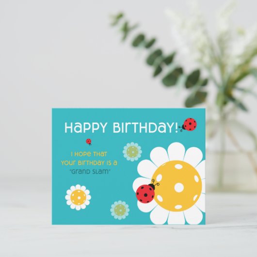 Pickleball Happy Birthday Türkis individuell anpas Postkarte (Stehend Vorderseite)