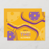 Pickleball Happy Birthday Yellow anpassbar Postkarte (Vorne/Hinten)