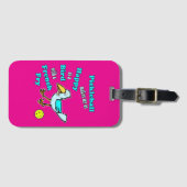 Pickleball Happy Blue Bird Yellow and Pink Gepäckanhänger (Vorderseite (Horizontal))