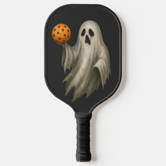 Pickleball Happy Halloween für Spieler mit Geist Pickleball Schläger (Vorderseite)
