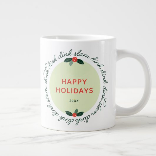 Pickleball Happy Holidays Custom Year Wreath Coffe Jumbo-Tasse (Rechts)