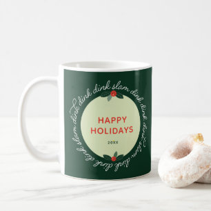 Pickleball Happy Holidays Custom Year Wreath Coffe Kaffeetasse