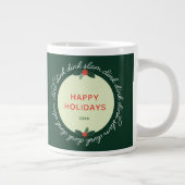 Pickleball Happy Holidays Custom Year Wreath Jumbo-Tasse (Rechts)