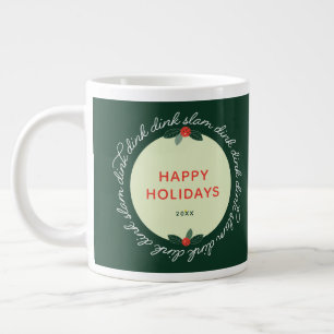 Pickleball Happy Holidays Custom Year Wreath Jumbo-Tasse