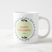 Pickleball Happy Holidays Custom Year Wreath Jumbo-Tasse (Rechts)
