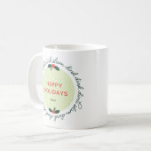 Pickleball Happy Holidays Custom Year Wreath Kaffeetasse (Vorderseite Links)