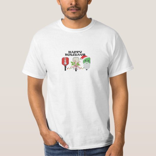Pickleball Happy Holidays T-Shirt (Vorderseite)