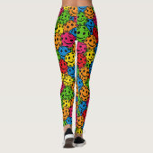 Pickleball Happy Retro Smiley Pattern Leggings (Rückseite)
