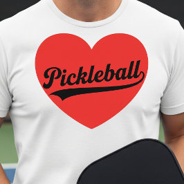 Pickleball Heart Love Sports Minimalist White Tee