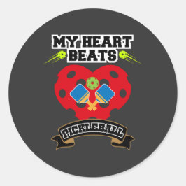 Pickleball Heart Paddle Ball Passion Sport Liebe Runder Aufkleber