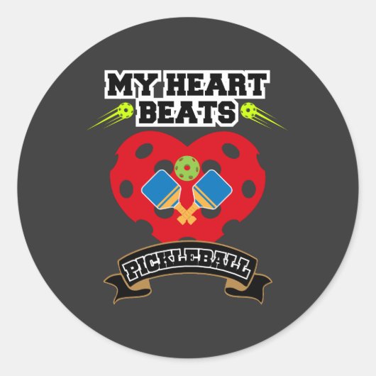 Pickleball Heart Paddle Ball Passion Sport Liebe Runder Aufkleber (Vorderseite)