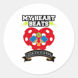 Pickleball Heart Paddle Ball Passion Sport Liebe Runder Aufkleber