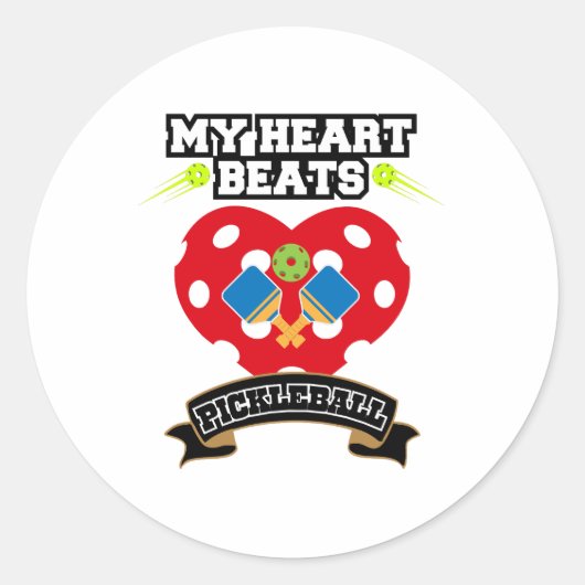 Pickleball Heart Paddle Ball Passion Sport Liebe Runder Aufkleber (Vorderseite)